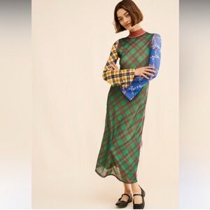CeliaB Ixaora Plaid Multicolor Long Sleeve Dress